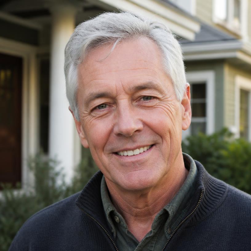 Illustrative homeowner portrait — sample content, not a real customer